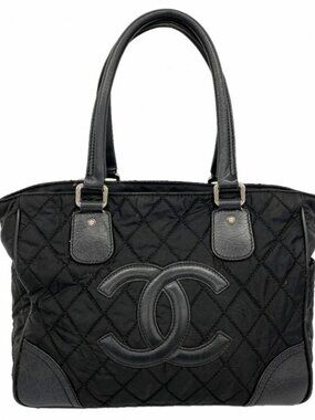 Chanel Tote Paris New York Nylon Black Silver